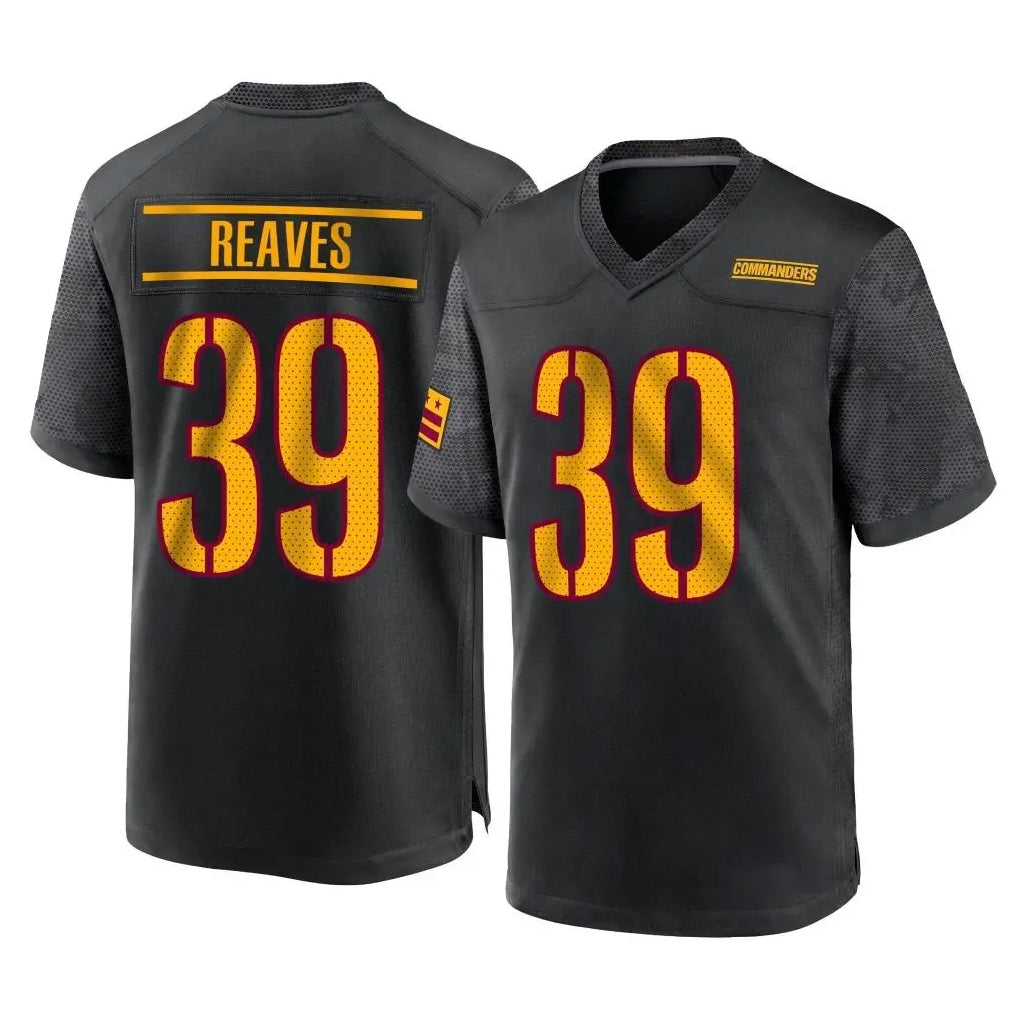 W.Commanders #39 Jeremy Reaves Player Black Home Game Edoa Stitched Jerseys
