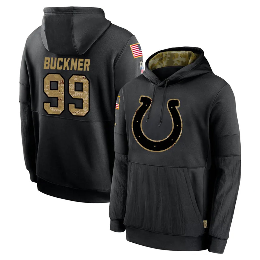 IN.Colts #99 DeForest Buckner Player Black Salute to Service Hoodies Limited Game Edoa Stitched Jerseys