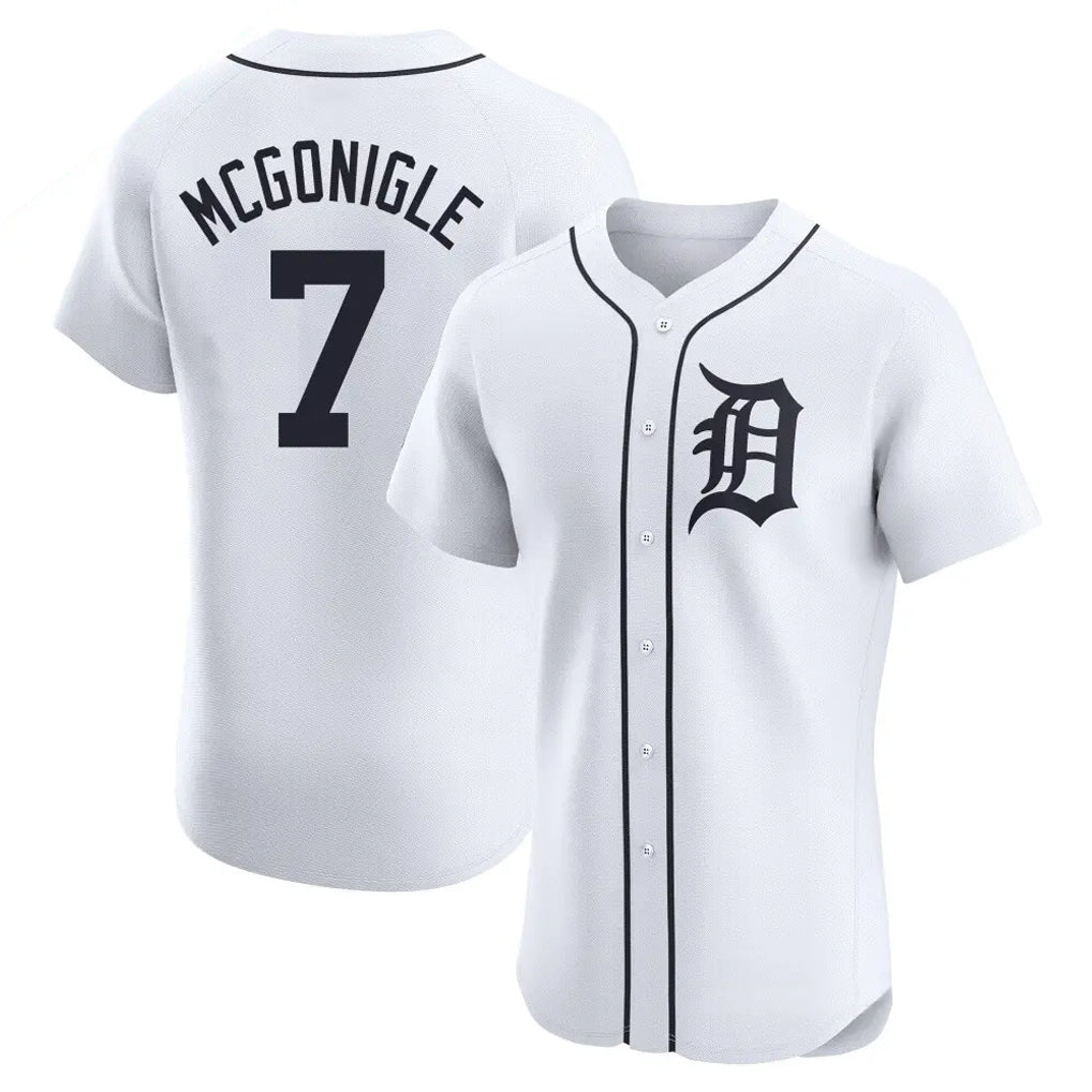 D.Tigers #7 Kevin McGonigle Player White Limited Elite Home Edoa Stitched Jerseys
