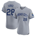 KC.Royals #28 Kyle Isbel Player Gray Limited Elite Home Edoa Stitched Jerseys