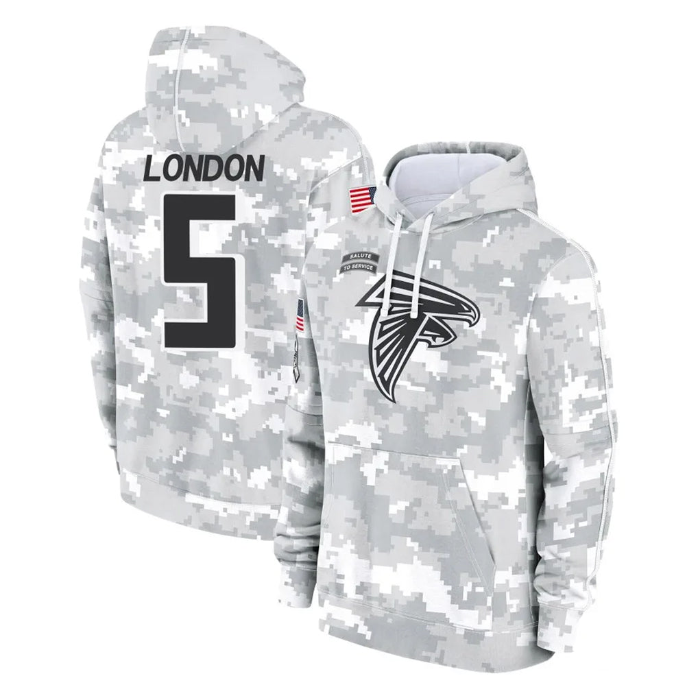 A.Falcons #5 Drake London Player Camo Arctic Salute to Service Hoodies Limited Edoa Stitched Jerseys