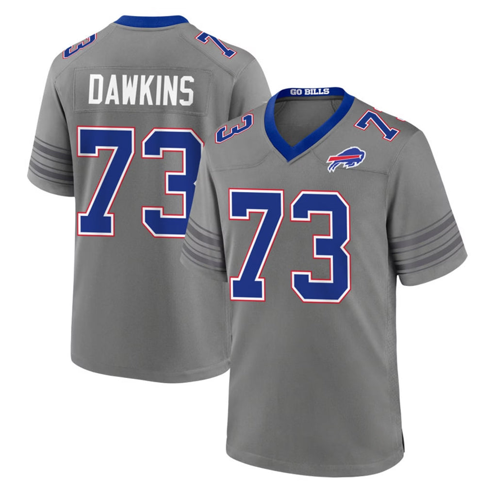 B.Bills #73 Dion Dawkins Player Gray Nickel City Home Game Edoa Stitched Jerseys