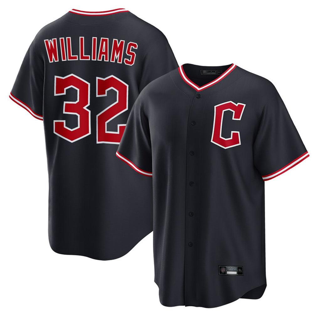C.Guardians #32 Gavin Williams Player Navy Home Game Edoa Stitched Jerseys