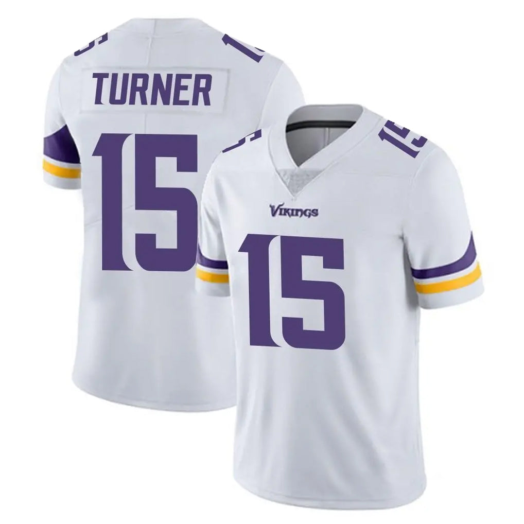 M.Vikings #15 Dallas Turner Player White Limited Vapor Untouchable Home Game Edoa Stitched Jerseys