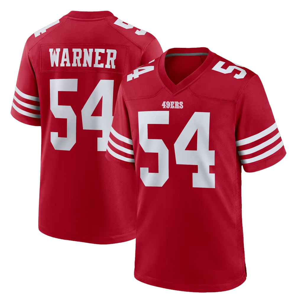 SF.49ers #54 Fred Warner Player Red Game Home Edoa Stitched Jerseys