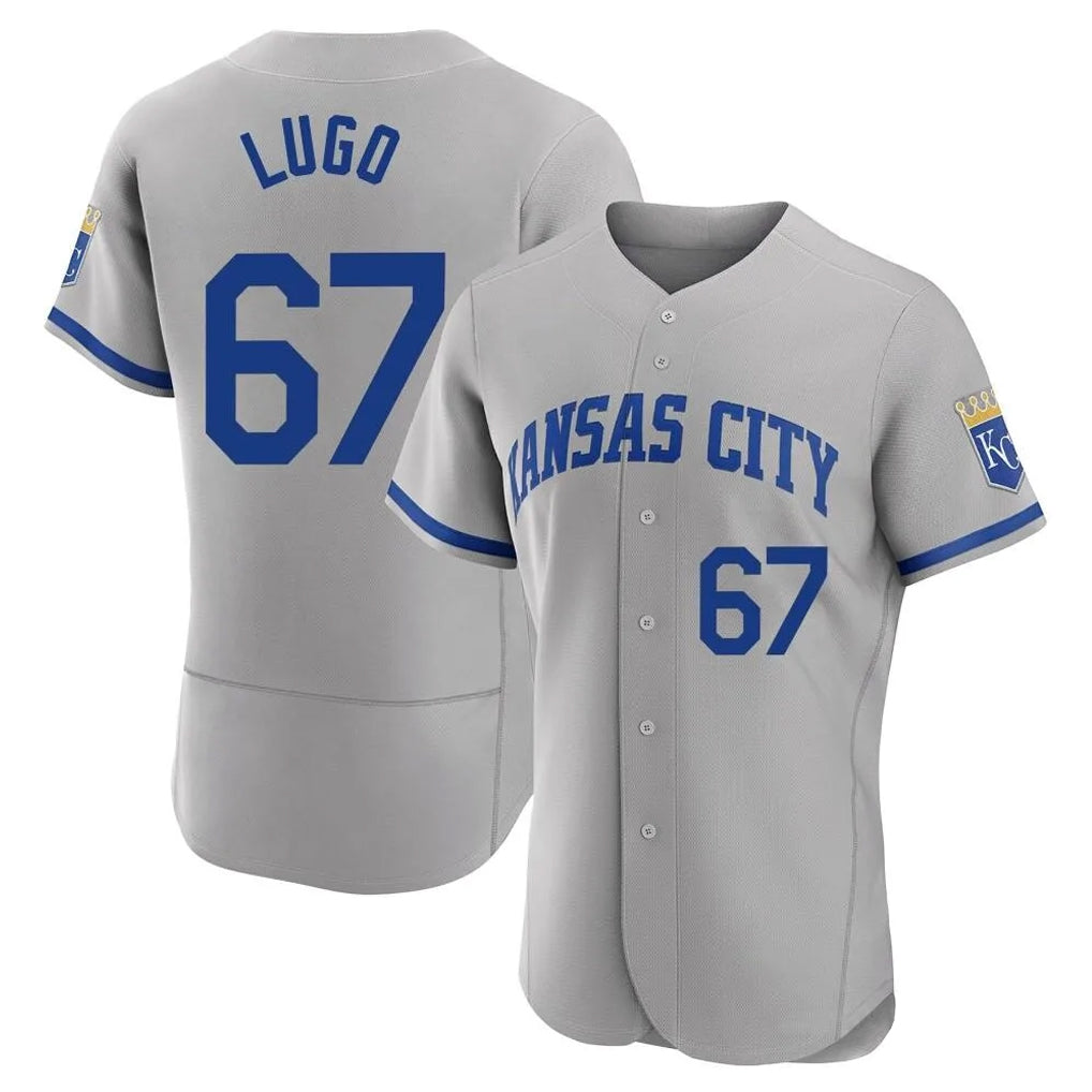 KC.Royals #67 Seth Lugo Player Gray Limited Elite Home Game Edoa Stitched Jerseys