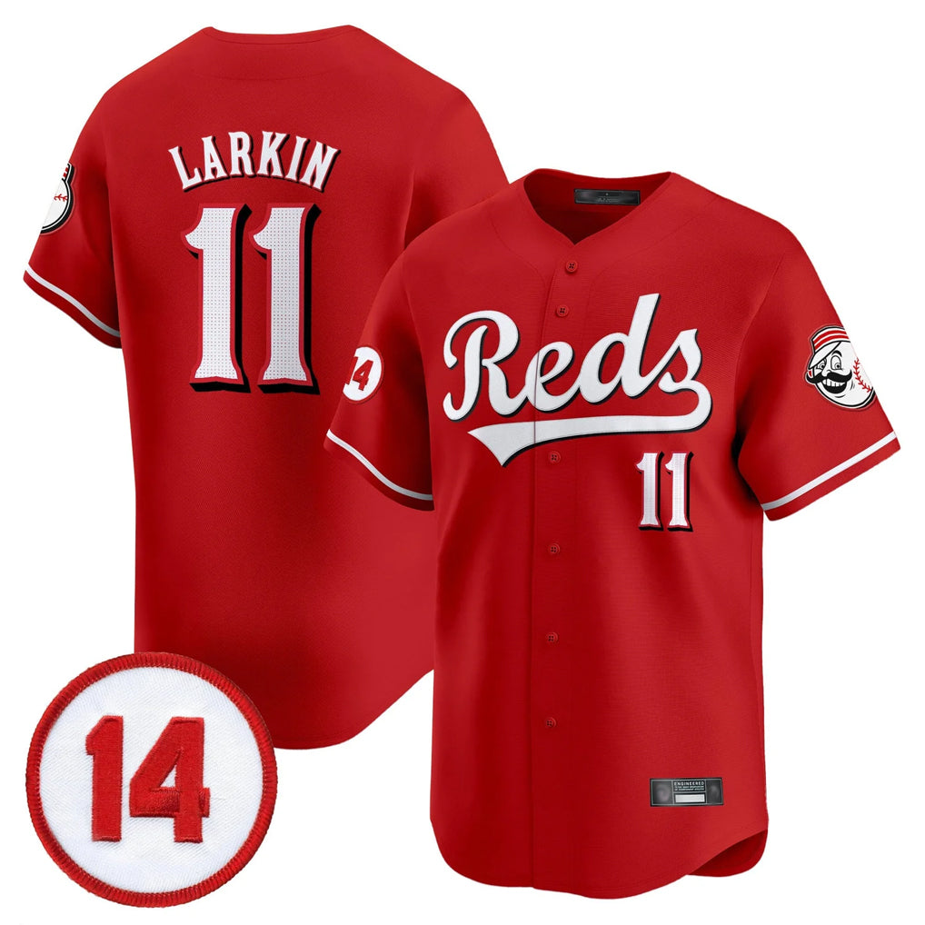 C.Reds #11 Barry Larkin Player Red Vapor Premier Limited Home Edoa Stitched Jerseys