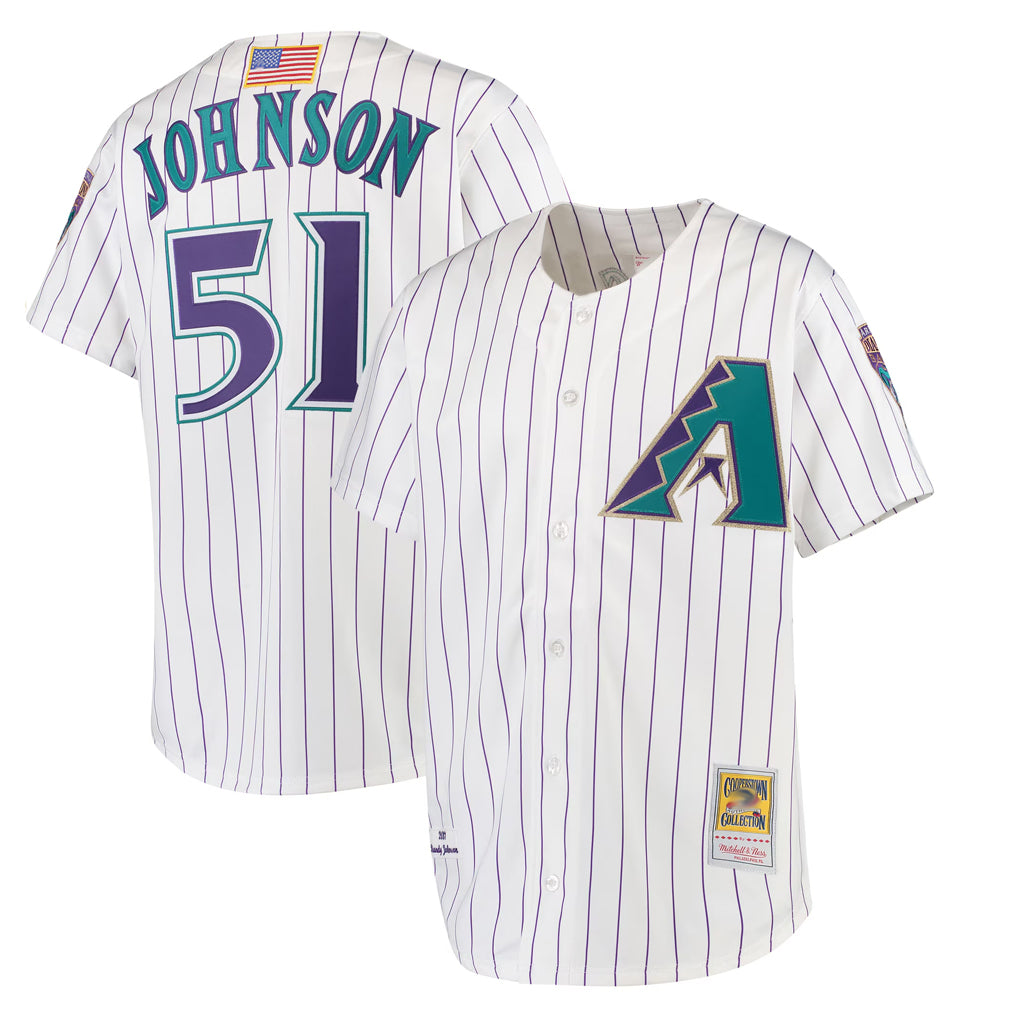 A.Diamondbacks #51 Randy Johnson Player White Mitchell & Ness Limited Home Edoa Stitched Jerseys