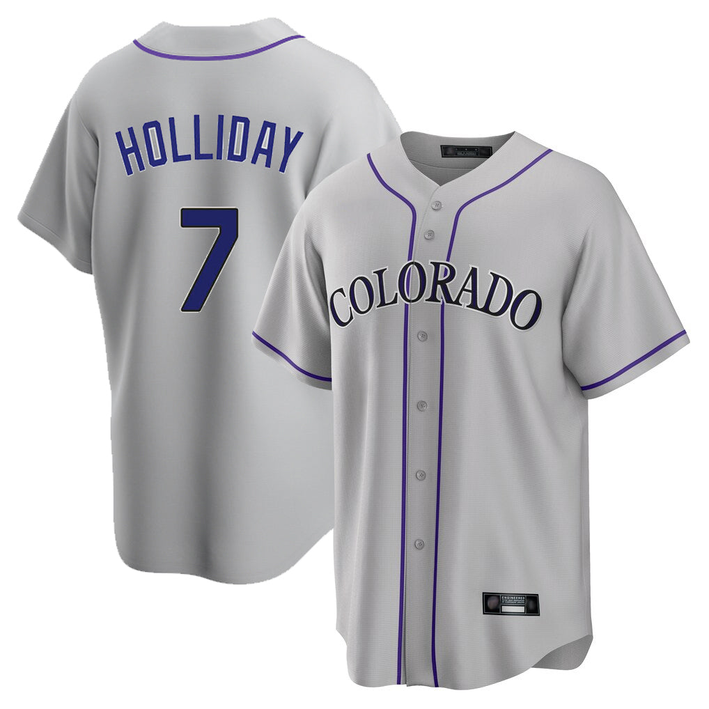 C.Rockies #7 Matt Holliday Player Gray Game Home Edoa Stitched Jerseys