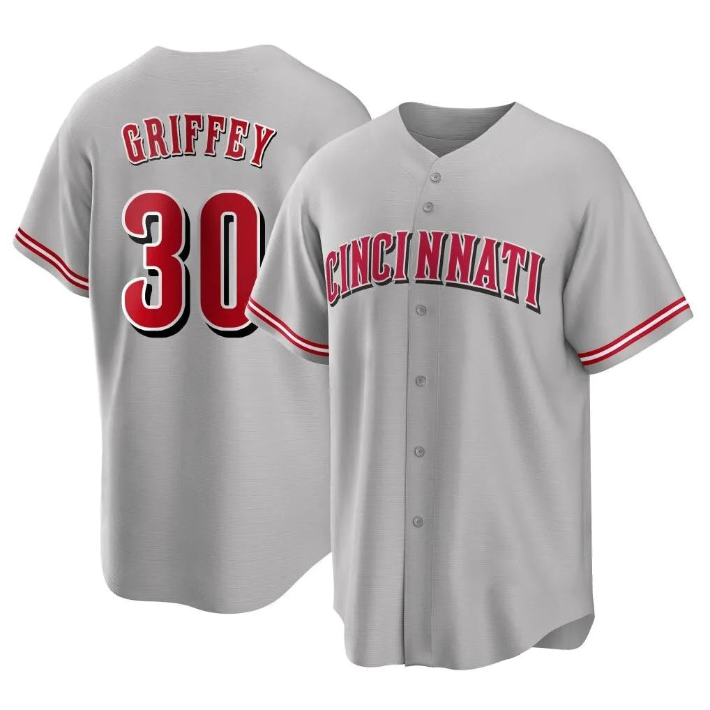 C.Reds #30 Ken Griffey Player Gray Home Game Edoa Stitched Jerseys