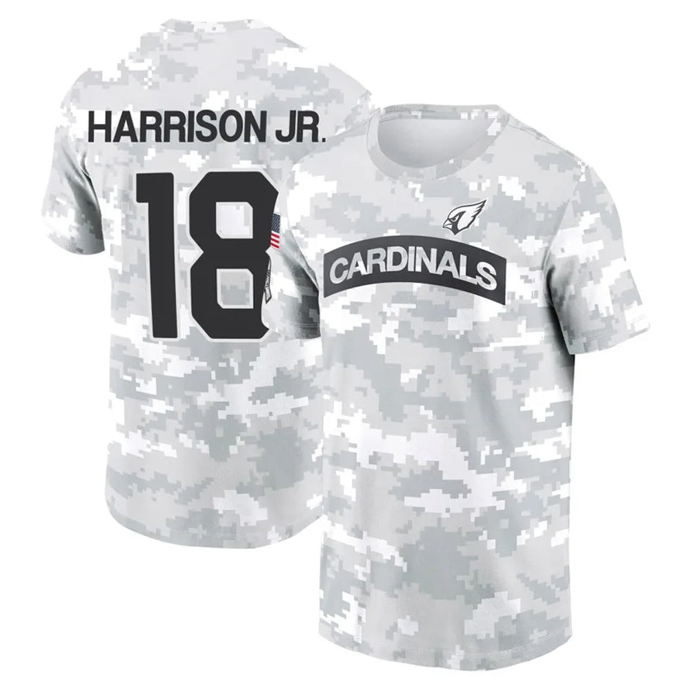 A.Cardinals #18 Marvin Harrison Jr. Player Salute to Service Hoodies & T-Shirts Edoa Stitched Jerseys