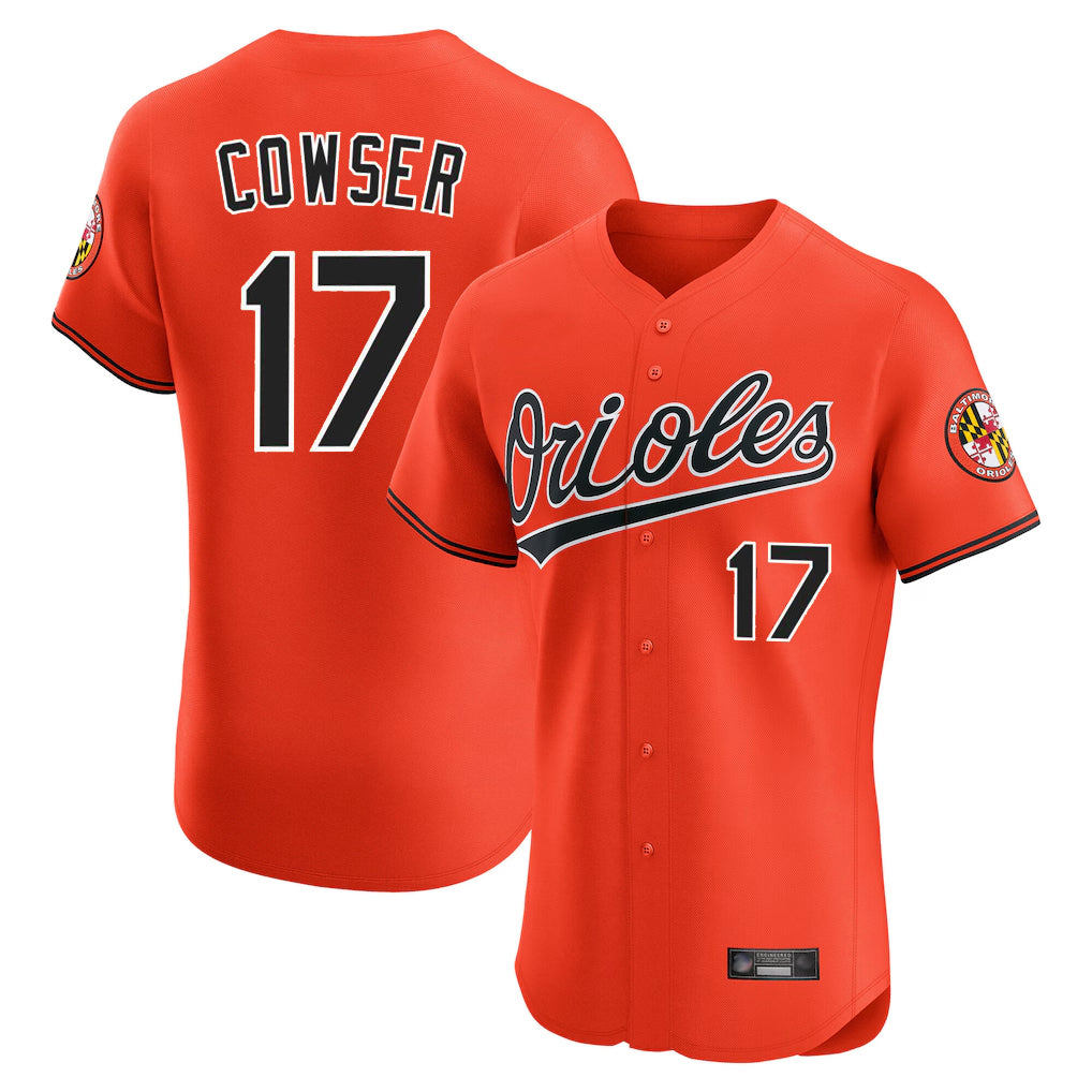 B.Orioles #17 Colton Cowser Player Orange Limited Elite Home Game Edoa Stitched Jerseys