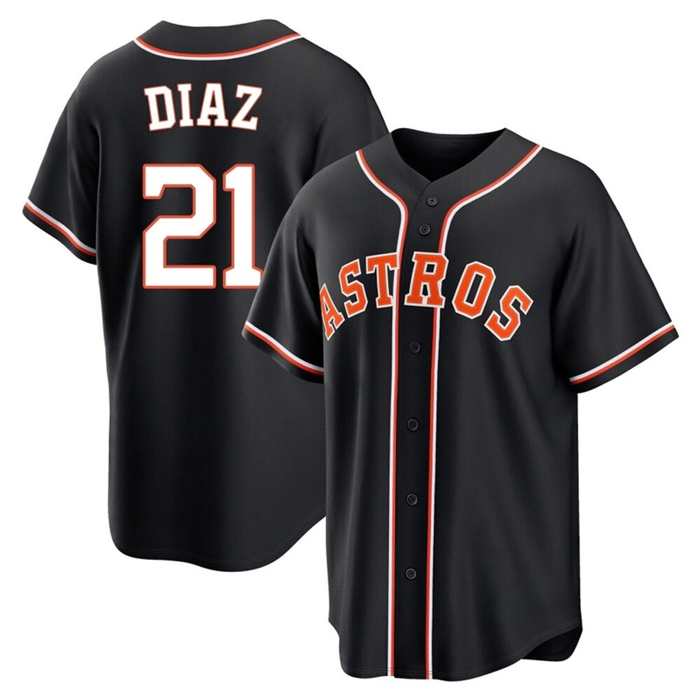 H.Astros #21 Yainer Diaz Player Black Fashion Out Home Game Edoa Stitched Jerseys