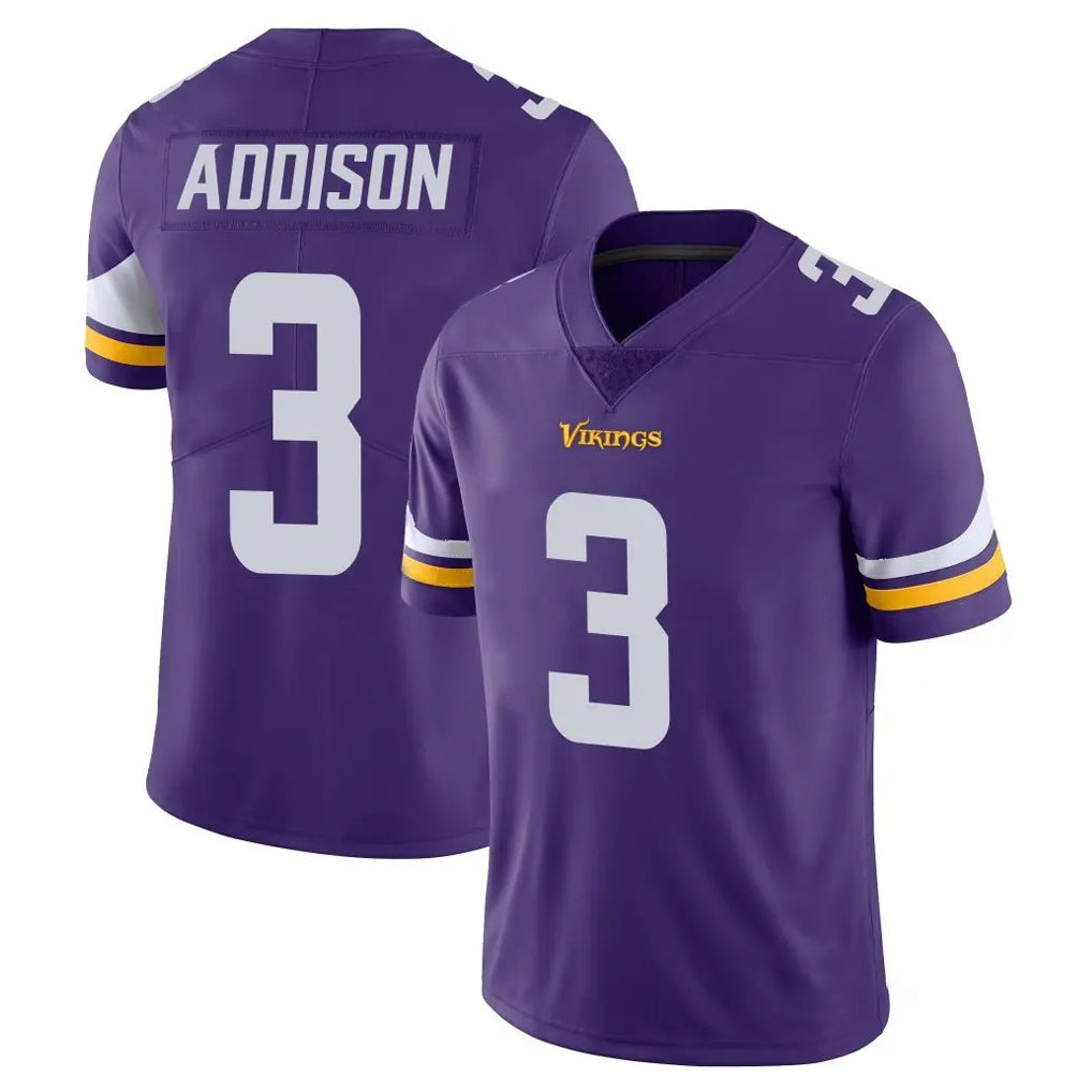 M.Vikings #3 Jordan Addison Player Purple Limited Vapor Untouchable Home Game Edoa Stitched Jerseys