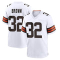 C.Browns #32 Jim Brown Player White Home Game Edoa Stitched Jerseys