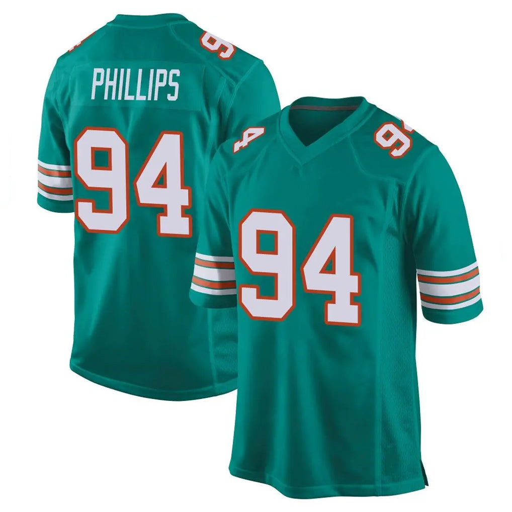 M.Dolphins #94 Jordan Phillips Player Aqua Alternate Home Game Edoa Stitched Jerseys
