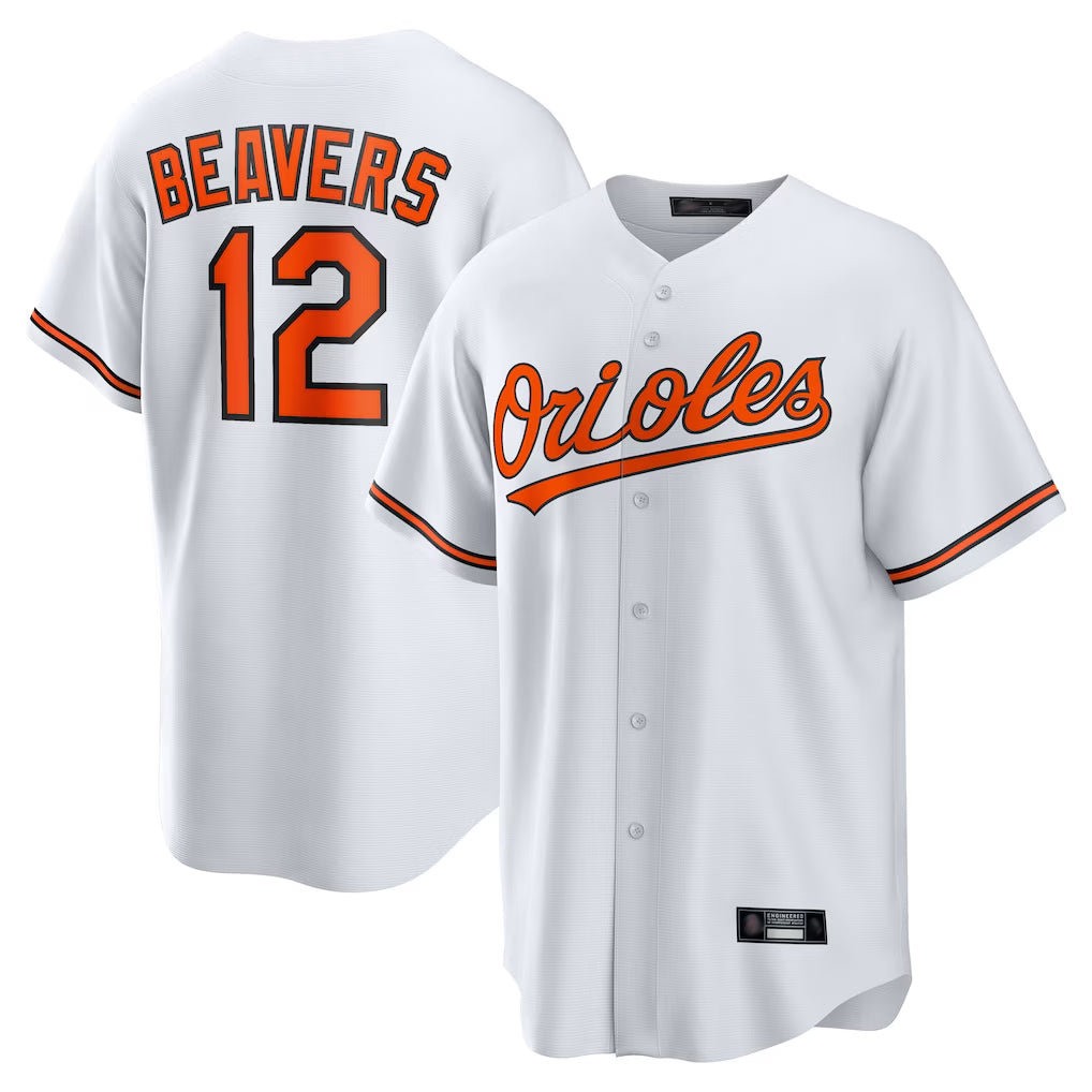 B.Orioles #12 Dylan Beavers Player White Home Game Edoa Stitched Jerseys