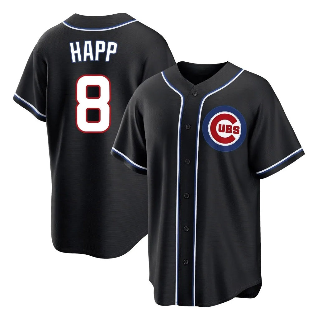 C.Cubs #8 Ian Happ Player Black Fashion Out Game Edoa Stitched Jerseys