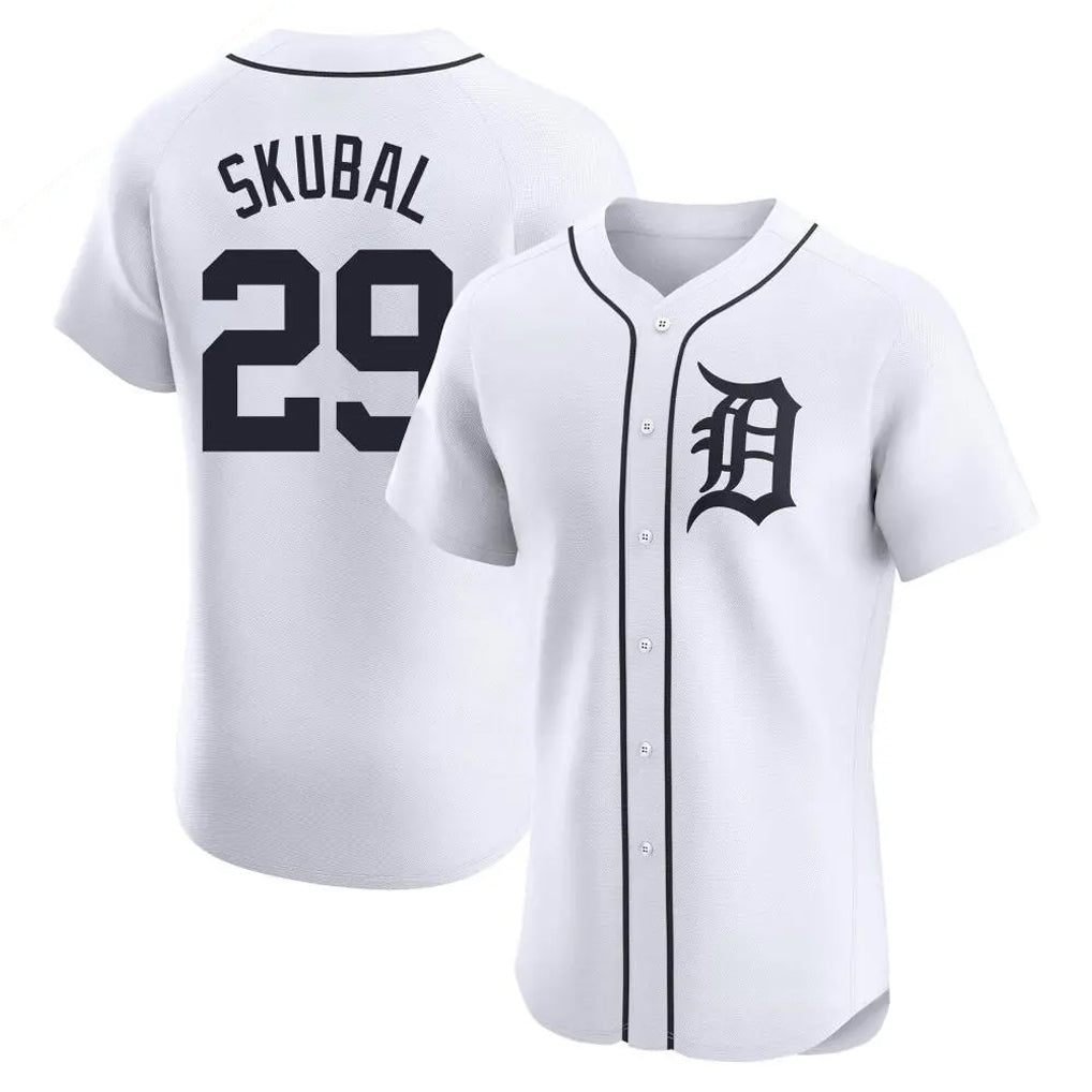 D.Tigers #29 Tarik Skubal Player White Limited Elite Home Edoa Stitched Jerseys