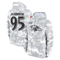 B.Ravens #95 Tavius Robinson Player Arctic Camo Salute to Service Pullover Hoodie Edoa Stitched Jerseys