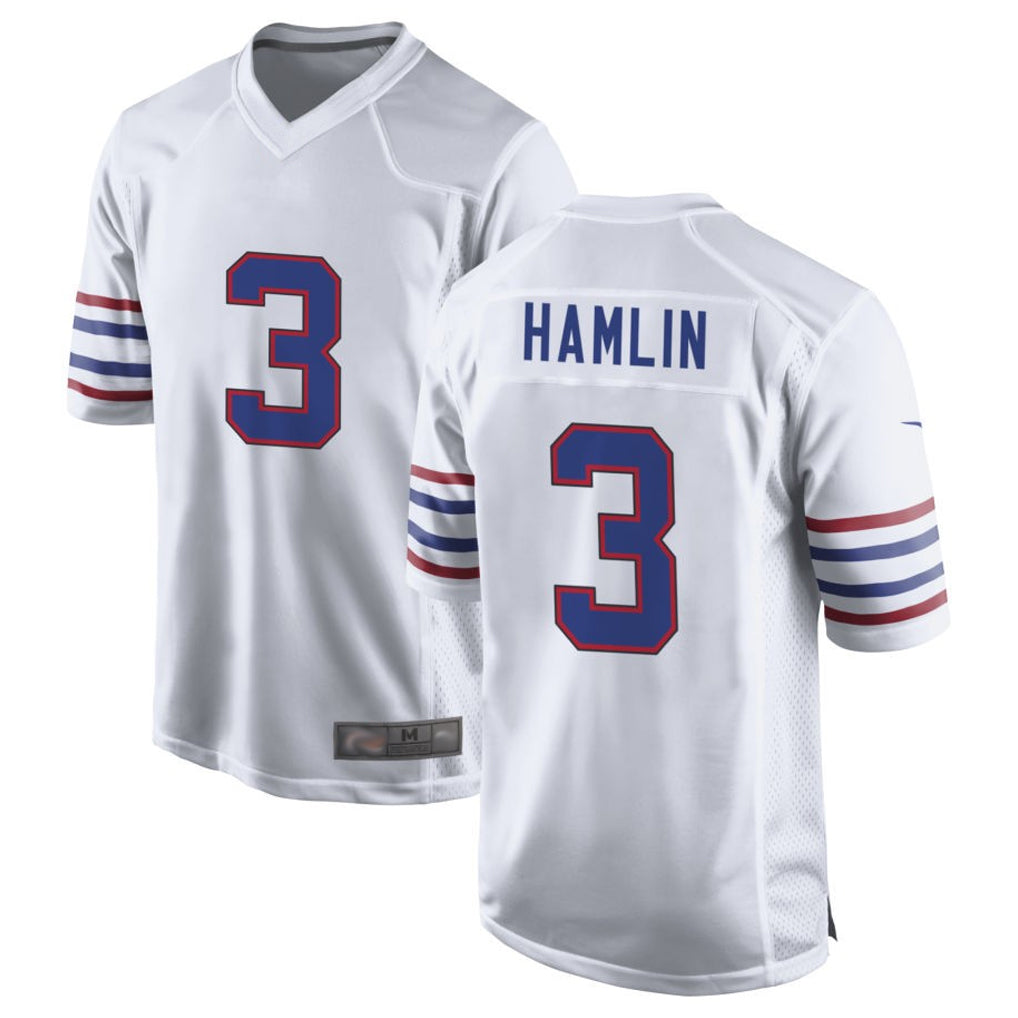 B.Bills #3 Damar Hamlin Player White Alternate Game Edoa Stitched Jerseys