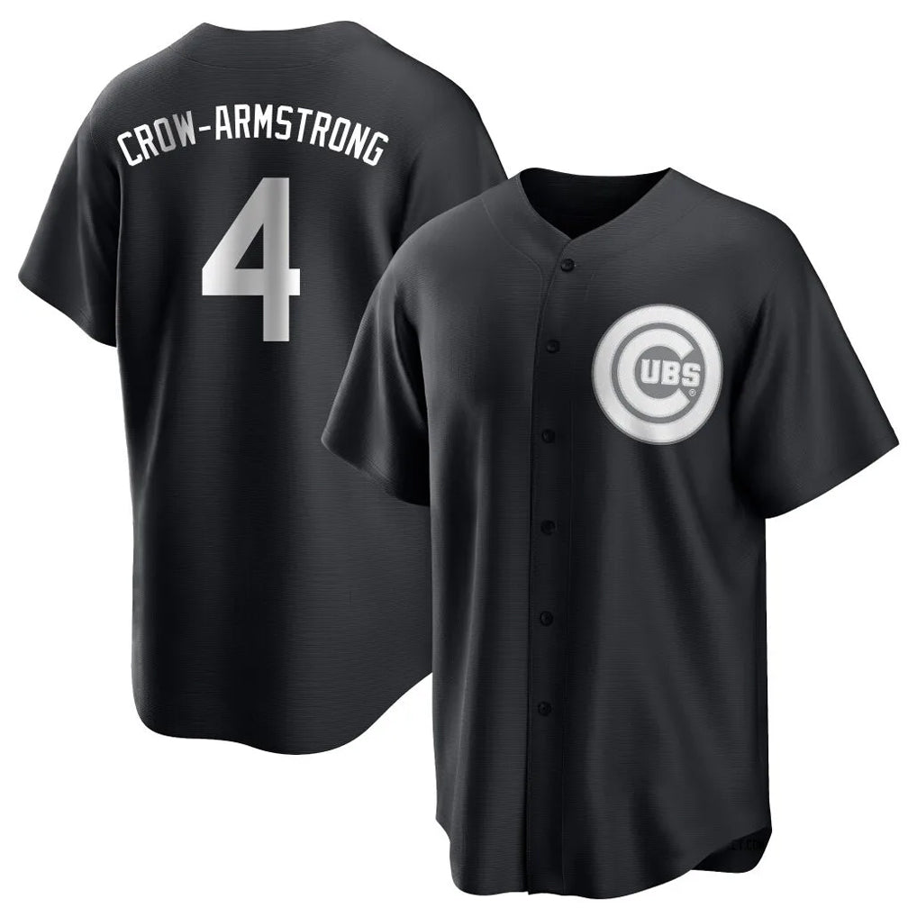 C.Cubs #4 Pete Crow-Armstrong Player Black Game Edoa Stitched Jerseys