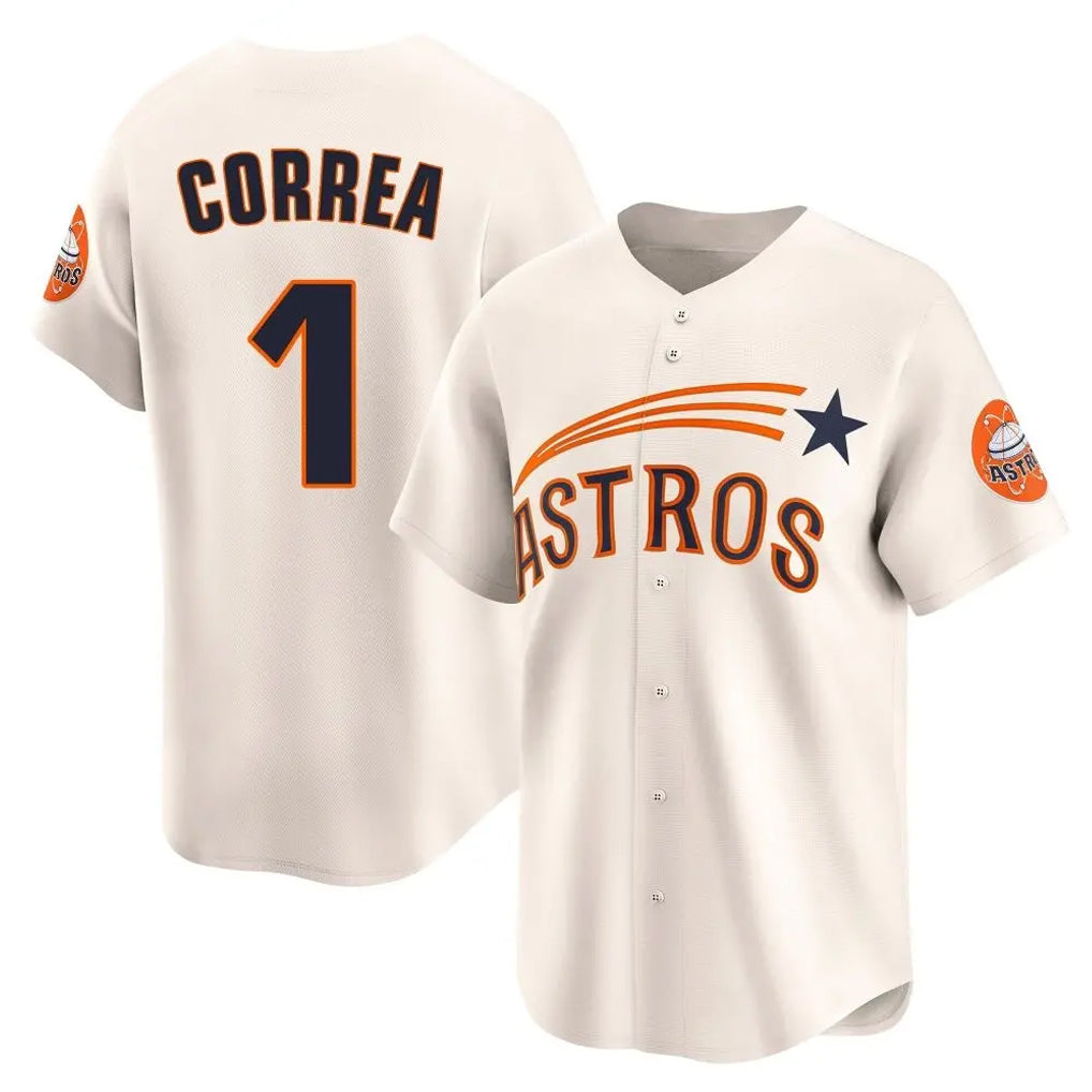 H.Astros #1 Carlos Correa Player Cream Throwback Cooperstown Collection Limited Edoa Stitched Jerseys
