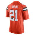 C.Browns #21 Denzel Ward Player Orange Vapor Limited Home Game Edoa Stitched Jerseys