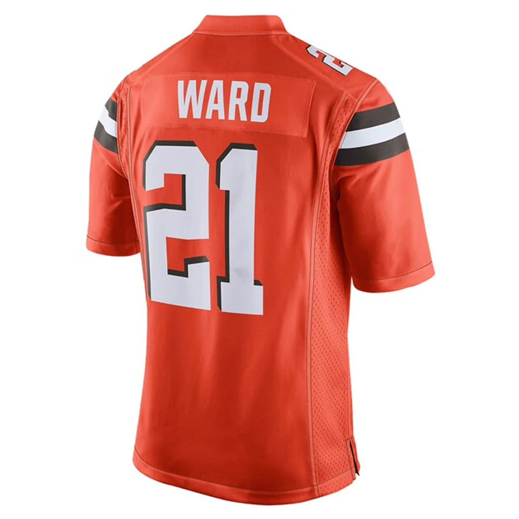 C.Browns #21 Denzel Ward Player Orange Vapor Limited Home Game Edoa Stitched Jerseys