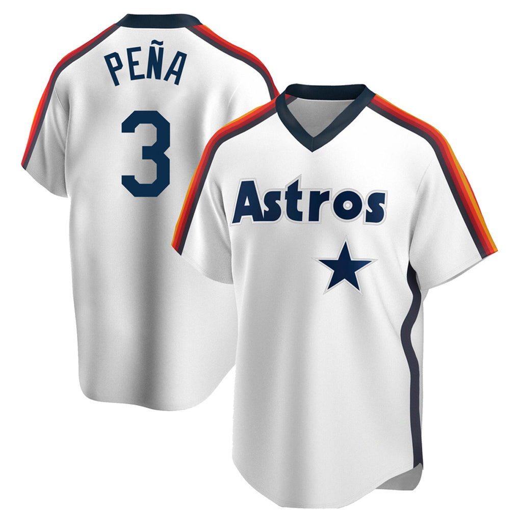 H.Astros #3 Jeremy Pe?a Player White Cooperstown Collection T-shirt Edoa Stitched Jerseys