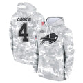B.Bills #4 James Cook III Player Arctic Camo Salute to Service Hoodies Game Edoa Stitched Jerseys