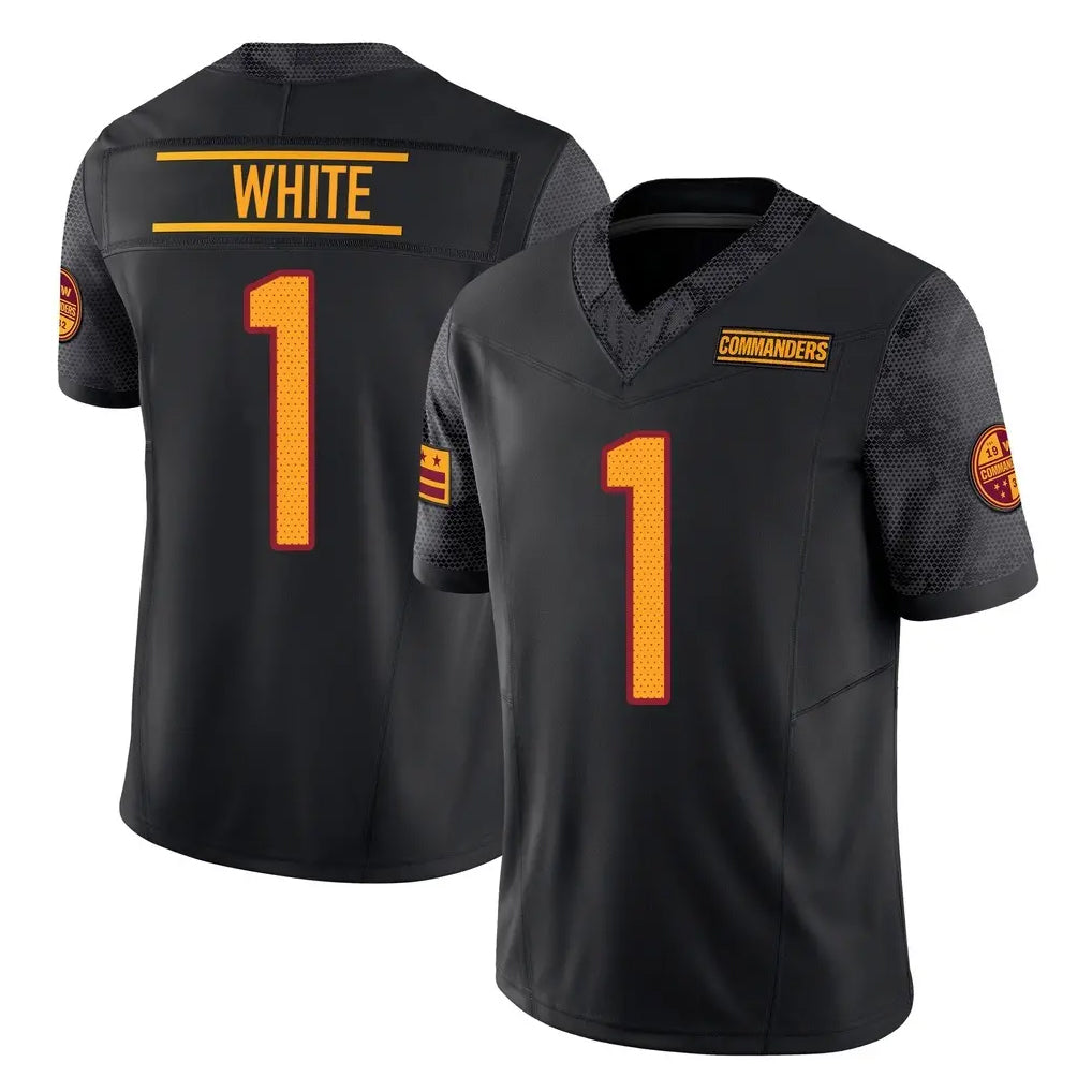 W.Commanders #1 Rachaad White Player Black Limited Vapor F.U.S.E. Home Game Edoa Stitched Jerseys
