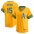 Athletics #15 Seth Brown Player Gold Cooperstown Collection T-shirt Game Edoa Stitched Jerseys