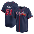 A.Braves #51 Chris Sale Player Navy 2025 Speedway Classic Home Game Edoa Stitched Jerseys