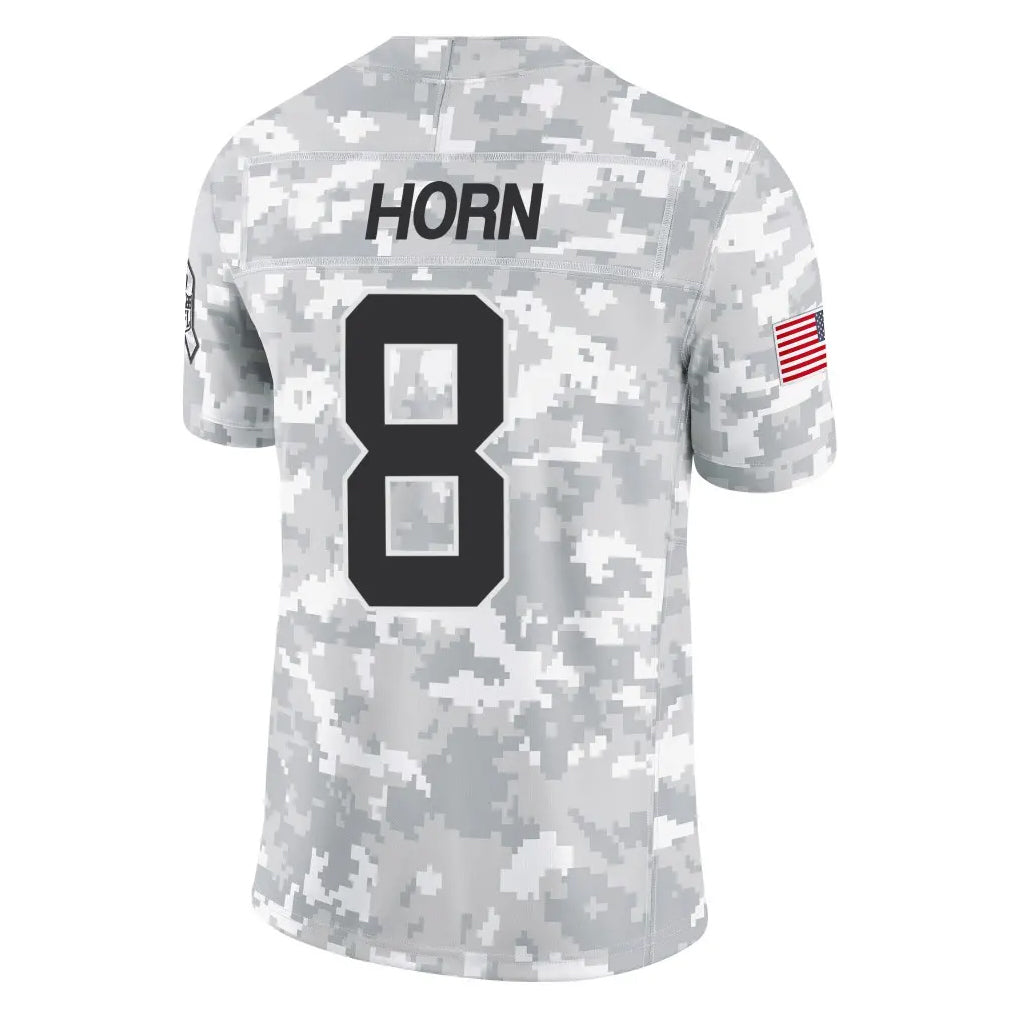 C.Panthers #8 Jaycee Horn Player Arctic Camo Salute to Service Limited Game Edoa Stitched Jerseys