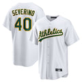 Athletics #40 Luis Severino Player White Home Game Edoa Stitched Jerseys