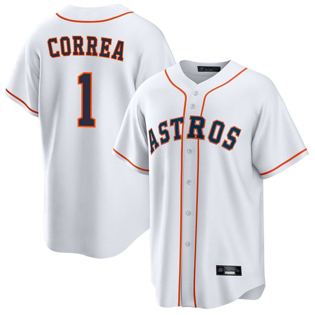 H.Astros #1 Carlos Correa Player White Home Game Edoa Stitched Jerseys