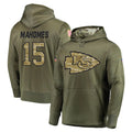 KC.Chiefs #15 Patrick Mahomes Player Olive Salute to Service Pullover Hoodies Home Game Edoa Stitched Jerseys