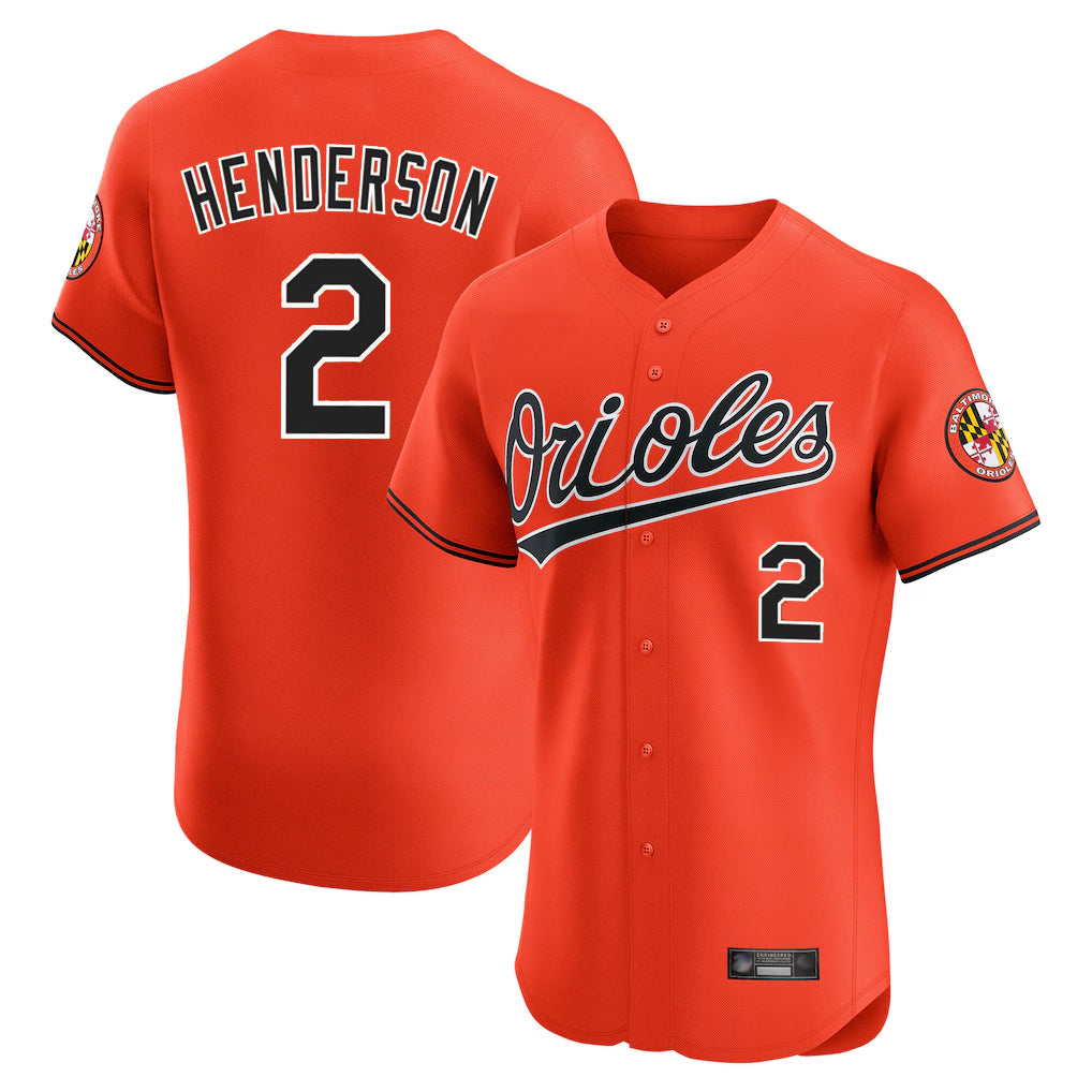 B.Orioles #2 Gunnar Henderson Player Orange Limited Elite Home Game Edoa Stitched Jerseys