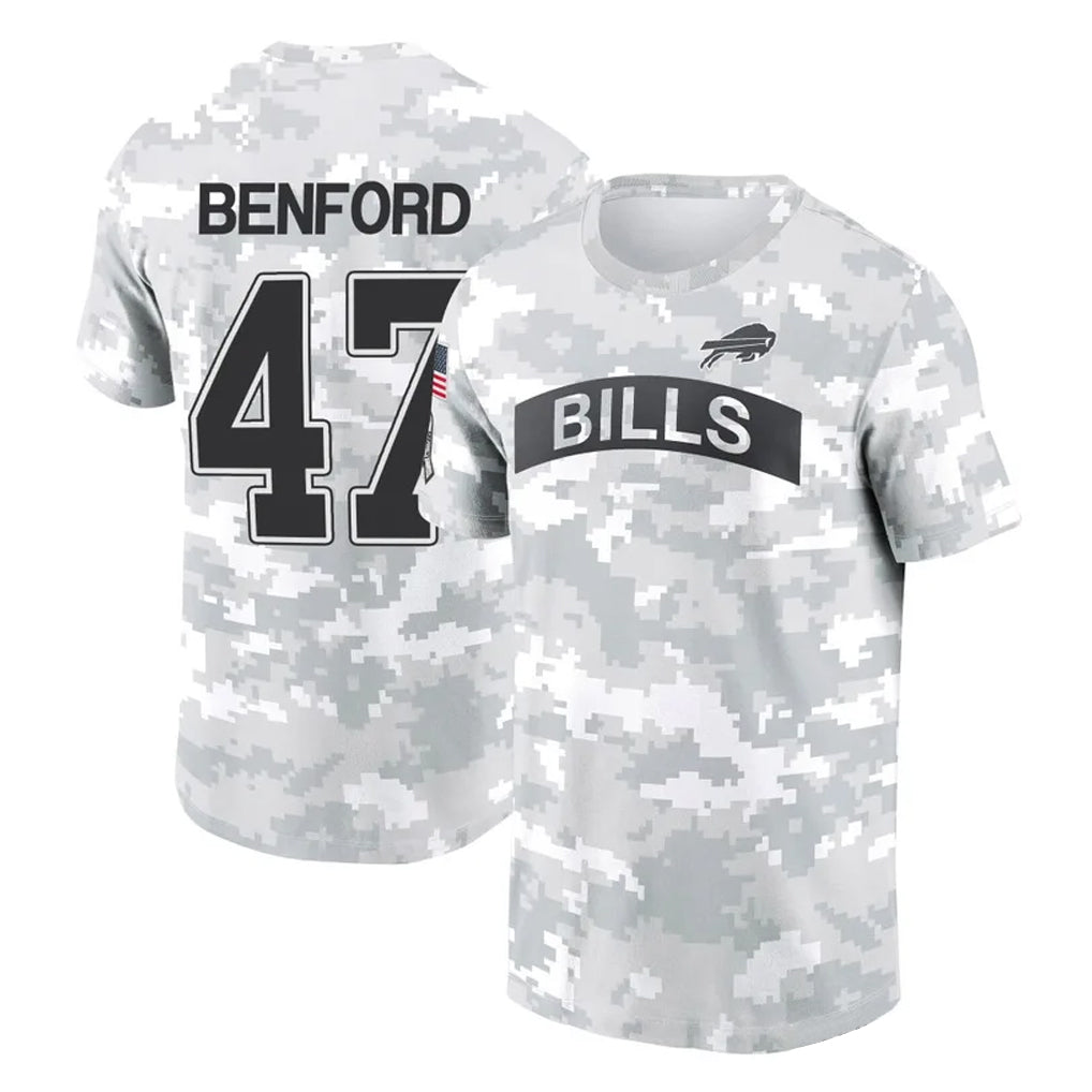 B.Bills #47 Christian Benford Player Arctic Camo Salute to Service T-Shirt Hoodies Edoa Stitched Jerseys