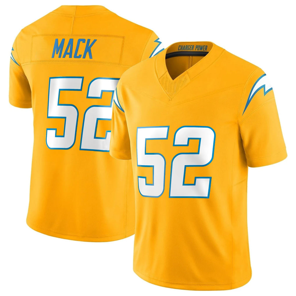 LA.Chargers #52 Khalil Mack Player Gold Limited Vapor F.U.S.E. Home Game Edoa Stitched Jerseys