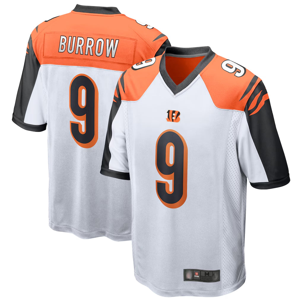 C.Bengals #9 Joe Burrow Player White Alternate Game Home Edoa Stitched Jerseys