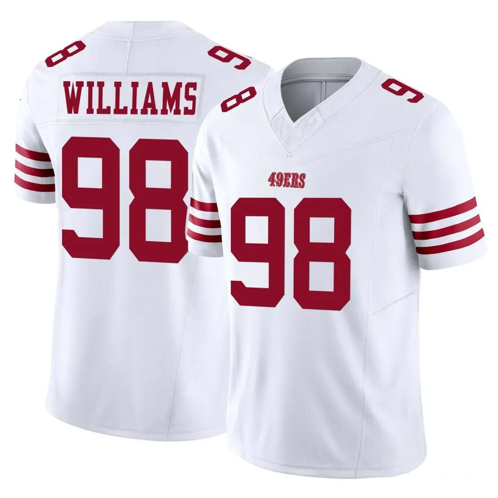 SF.49ers #98 Mykel Williams Player White Limited Vapor F.U.S.E. Home Game Edoa Stitched Jerseys