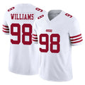 SF.49ers #98 Mykel Williams Player White Limited Vapor F.U.S.E. Home Game Edoa Stitched Jerseys