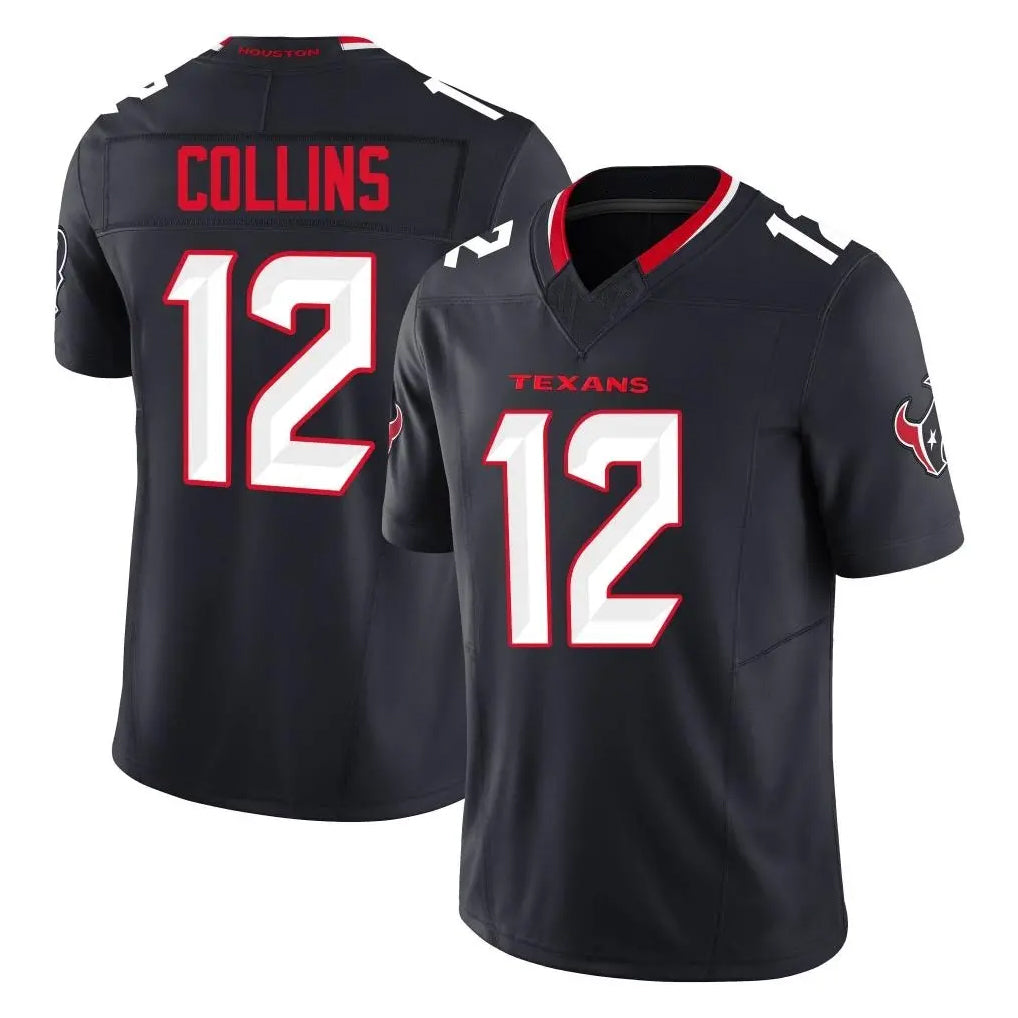 H.Texans #12 Nico Collins Player Navy Limited Alternate Vapor F.U.S.E. Home Game Edoa Stitched Jerseys