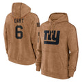 NY.Giants #6 Jaxson Dart Player Brown Salute to Service Pullover Hoodies Limited Game Edoa Stitched Jerseys