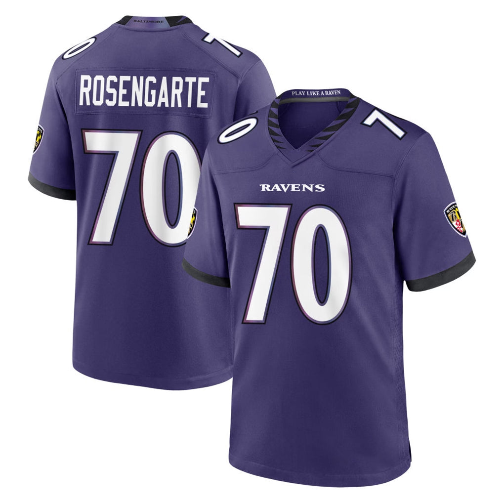 B.Ravens #70 Roger Rosengarten Player Purple Limited Home Game Edoa Stitched Jerseys