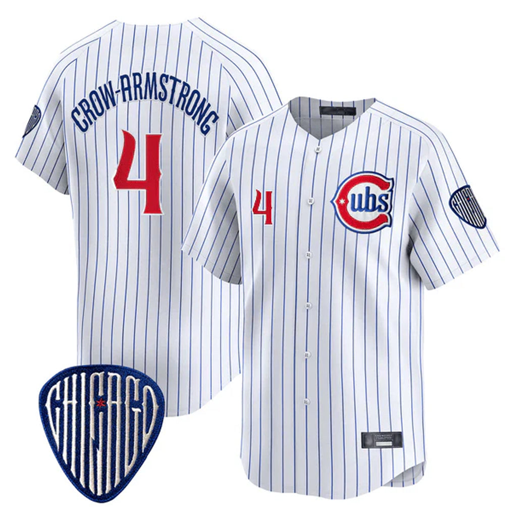 C.Cubs #4 Pete Crow-Armstrong Player White Pinstripe Vapor Premier Limited Home Edoa Stitched Jerseys