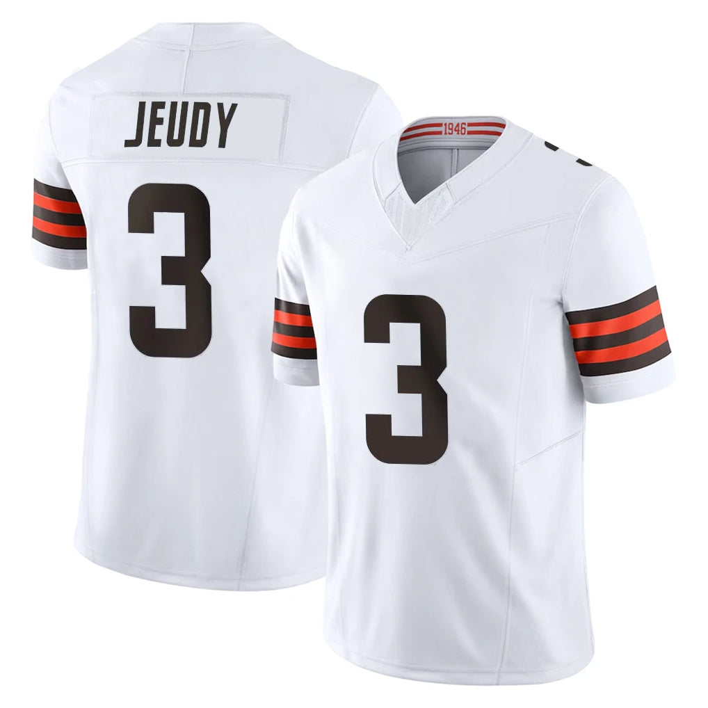 C.Browns #3 Jerry Jeudy Player White Vapor F.U.S.E. Limited Home Game Edoa Stitched Jerseys