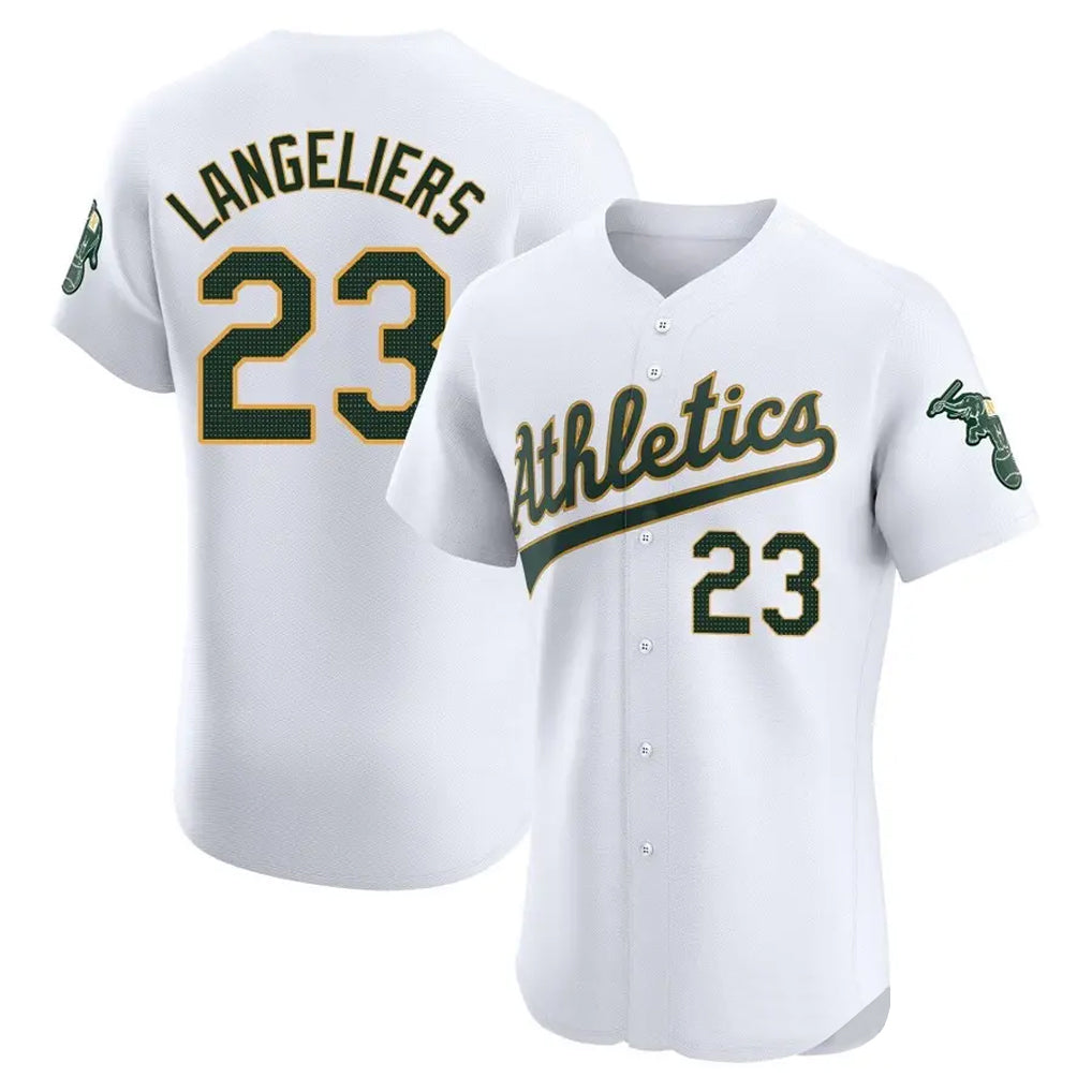 Athletics #23 Shea Langeliers Player White Limited Elite Home Game Edoa Stitched Jerseys